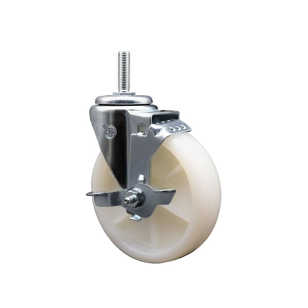 5 Inch Nylon Wheel Swivel 34 Inch Threaded Stem Caster with Brake SCC